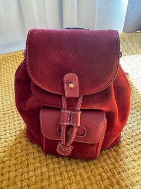 Women's Red Gucci bamboo Suede Backpack - Stylish Everyday Bag